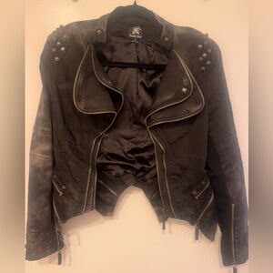 Double Zero Black Studded Leather Jacket